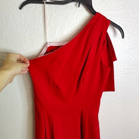 Gal Meets Glam Carmen Jumpsuit Red Bow One Shoulder Preppy Flowy Formal sz 00 - Picture 10 of 11